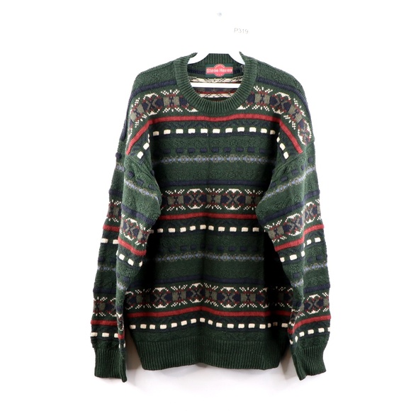 Vintage 90s Fair Isle Print Hemp Blend Sweater